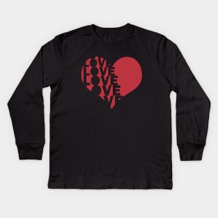 displaced love word red heart Kids Long Sleeve T-Shirt